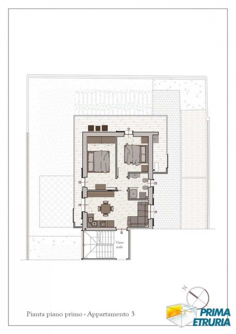 Appartamento al primo piano con terrazzo in elegante nuova costruzione - Zona Centro -