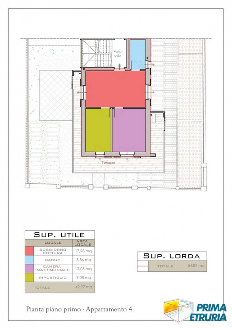 Appartamento al primo piano con terrazzo in elegante nuova costruzione - Zona Centro -